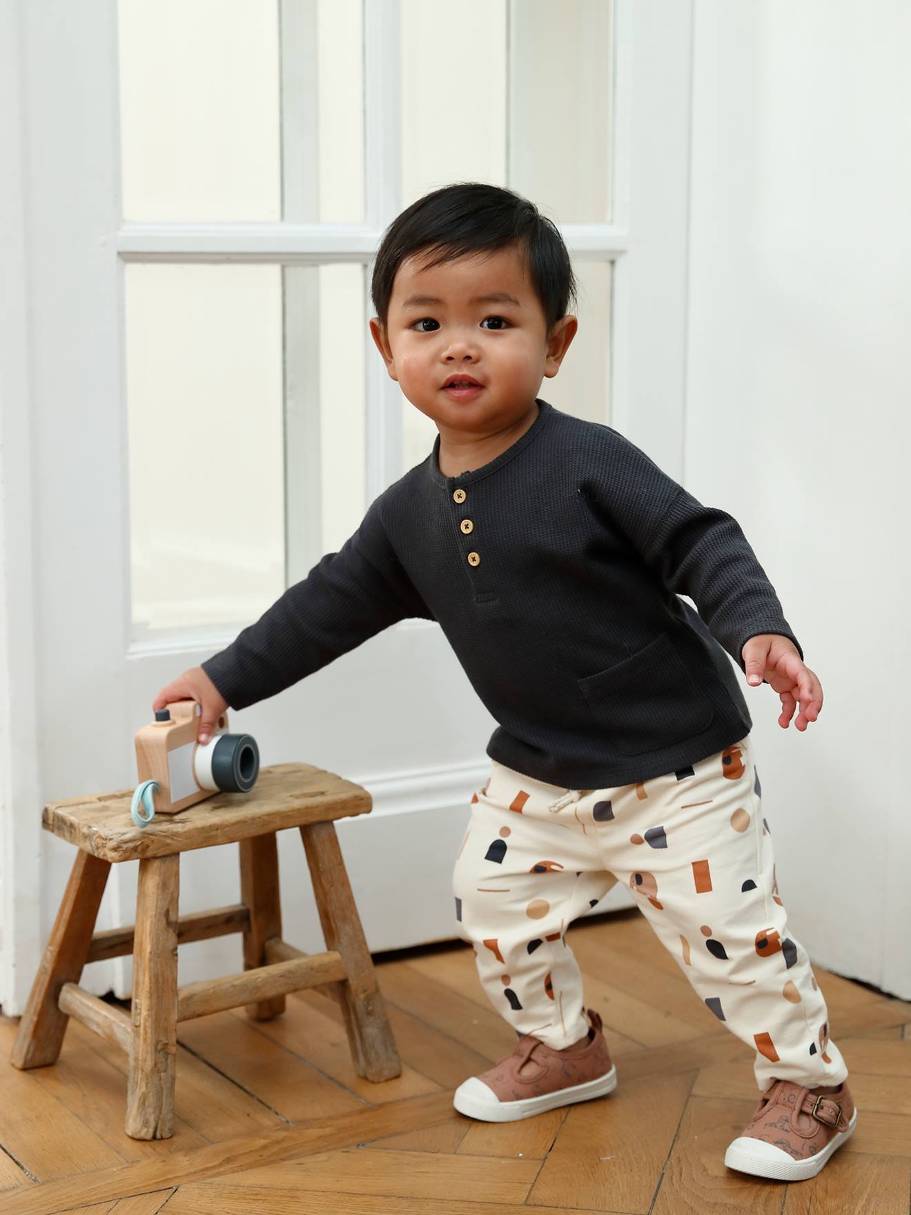 Verplicht jeugd geur Babyset T-shirt + molton broek - betongrijs, Baby