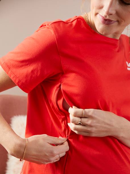 T-shirt à message grossesse et allaitement en coton bio Rouge - vertbaudet enfant 