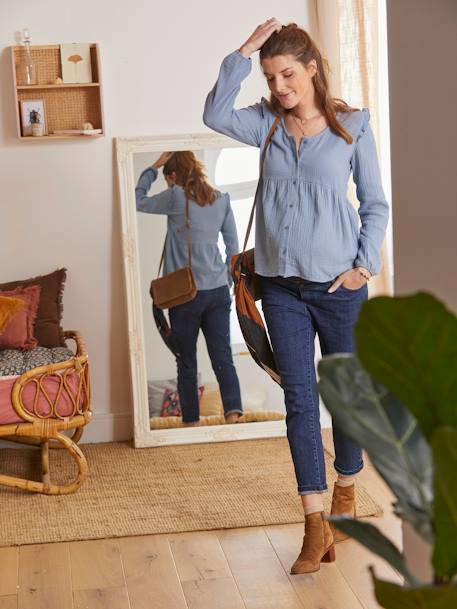 Blouse de grossesse et d'allaitement gaze de coton Bleu+Rose pale+vert d'eau - vertbaudet enfant 