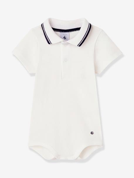 Body Manches Courtes Bebe Col Polo En Coton Petit Bateau Blanc Bebe