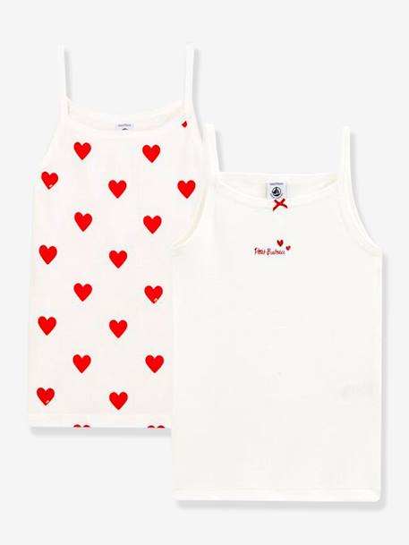 Fille-Lot de 2 Chemises à bretelles Coeur petite fille en coton -