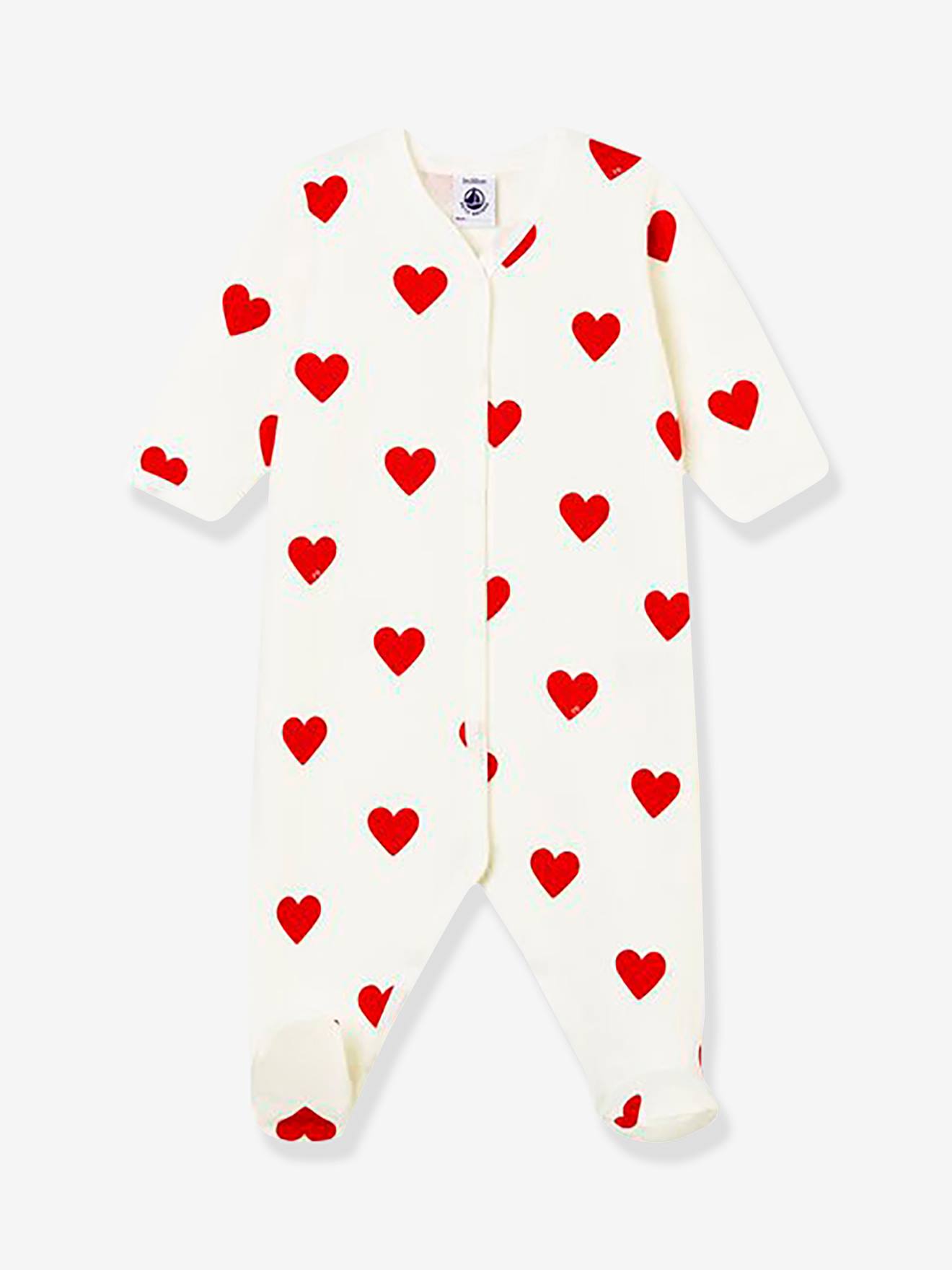Inwoner Actuator Intiem Baby pyjama met hartjes in fleece PETIT BATEAU - wit hartjesprint, Baby