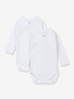 -Lot de 2 bodies croisés manches longues bébé naissance en coton bio