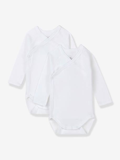 Bébé-Lot de 2 bodies croisés manches longues bébé naissance en coton bio