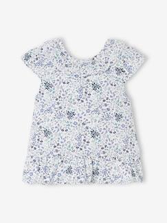 Baby-Overhemd, blouse-Babyblouse met bloemen en feestelijke rug