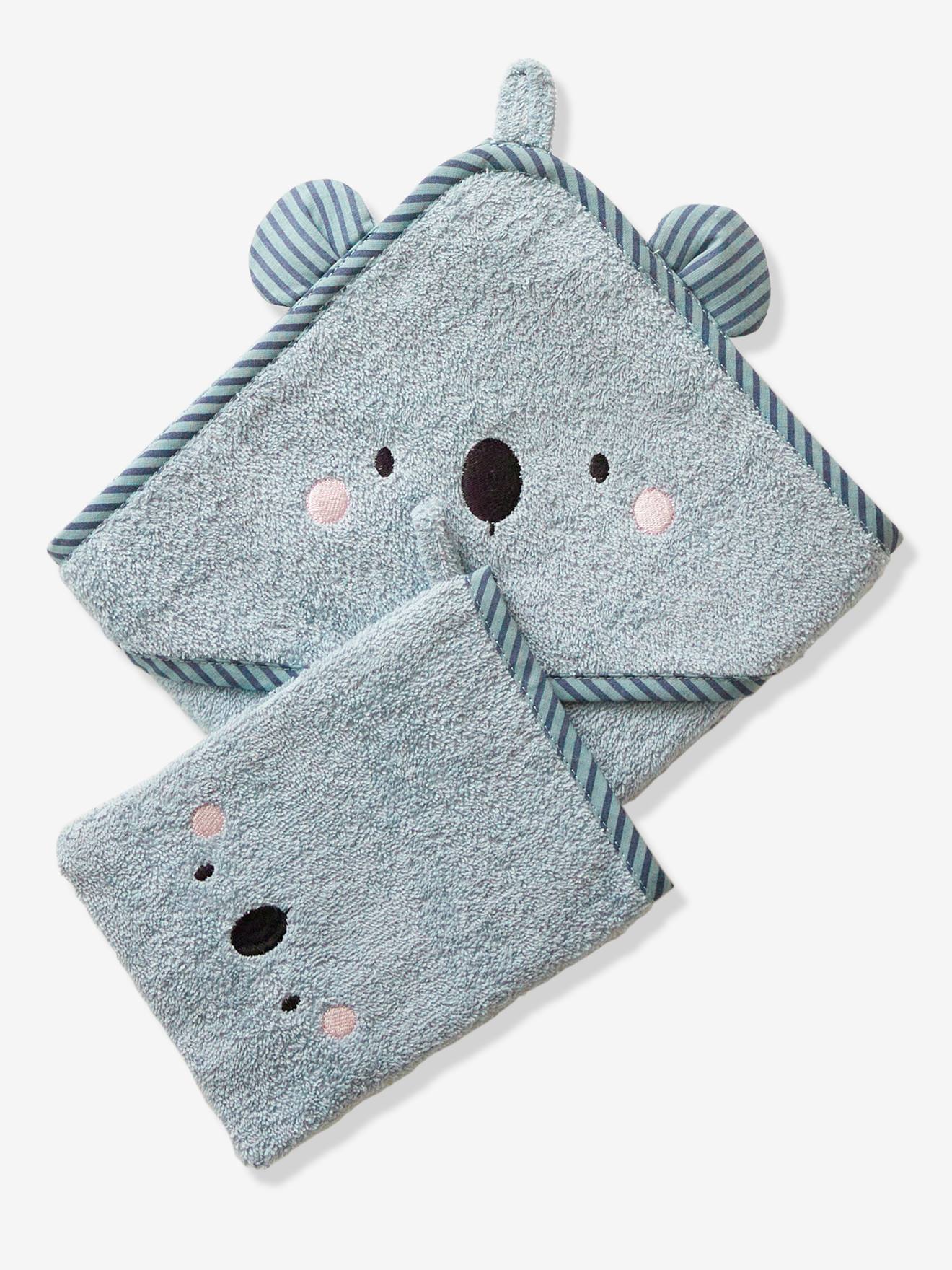 Vertbaudet Babybadcape Met Capuchon En Geborduurde Dieren Blauw