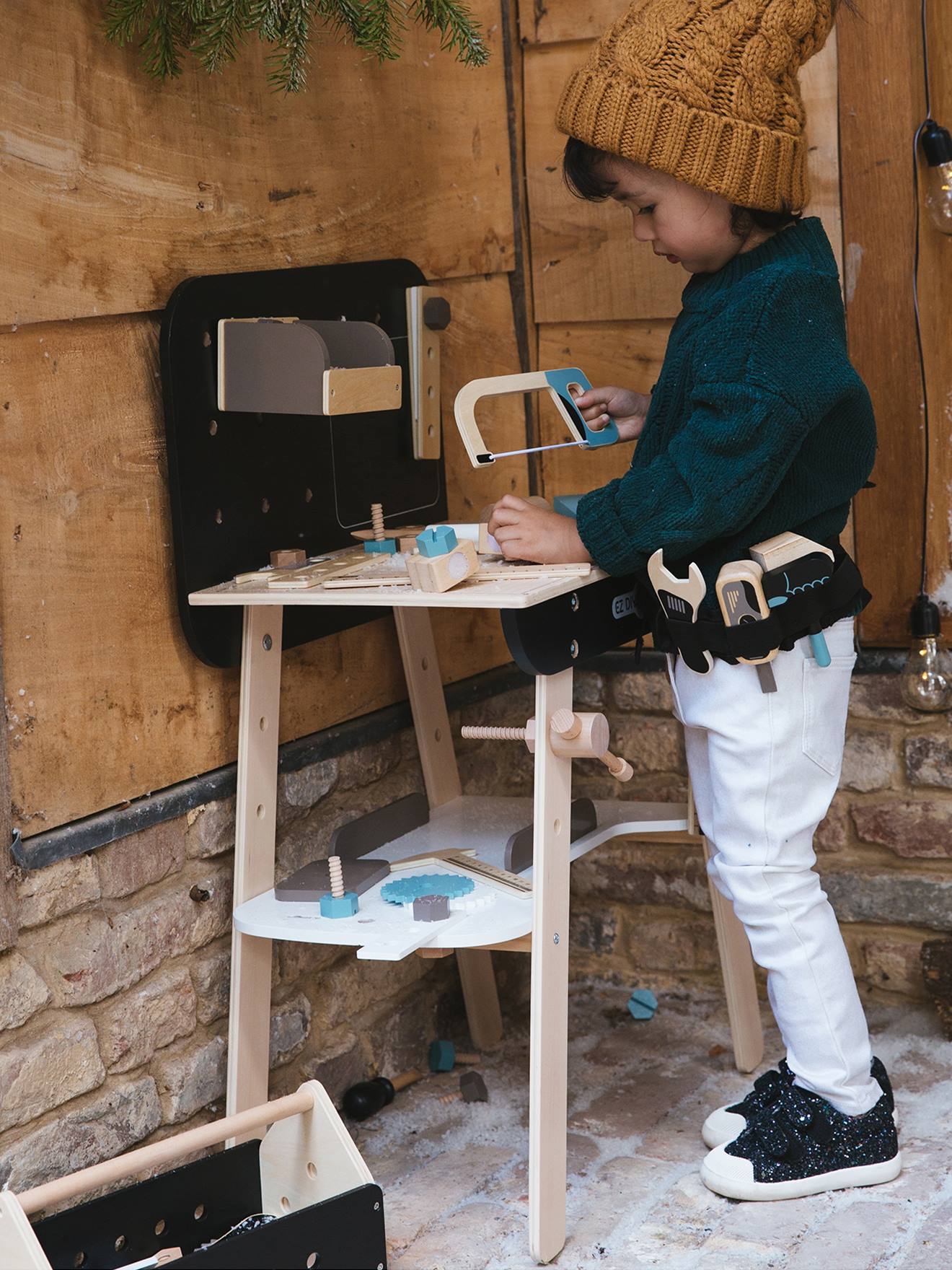 Jouet en Bois Outils Enfant, Bricolage Jouet Boite a Outils Enfant avec  Boîte à Outils, Visseuse Enfant Jeux Montessori pour