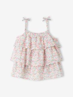 Meisje-Hemd, blouse, tuniek-Meisjesblouse met print en ruches