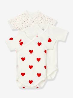 Bébé-Body-Lot de 3 bodies croisés manches courtes coeurs bébé naissance en coton bio