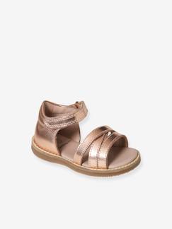 Chaussures-Sandales scratchées en cuir bébé fille