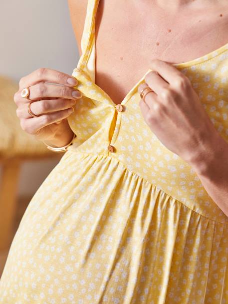 Robe courte fines bretelles grossesse et allaitement Jaune fleuri - vertbaudet enfant 
