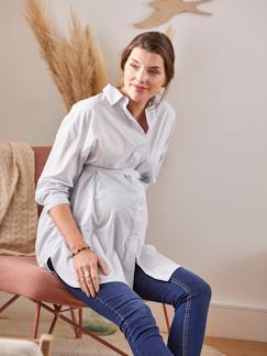 Zwangerschapskleding-Overhemd, tuniek-Nachtjapon voor zwangerschap en borstvoeding van popeline