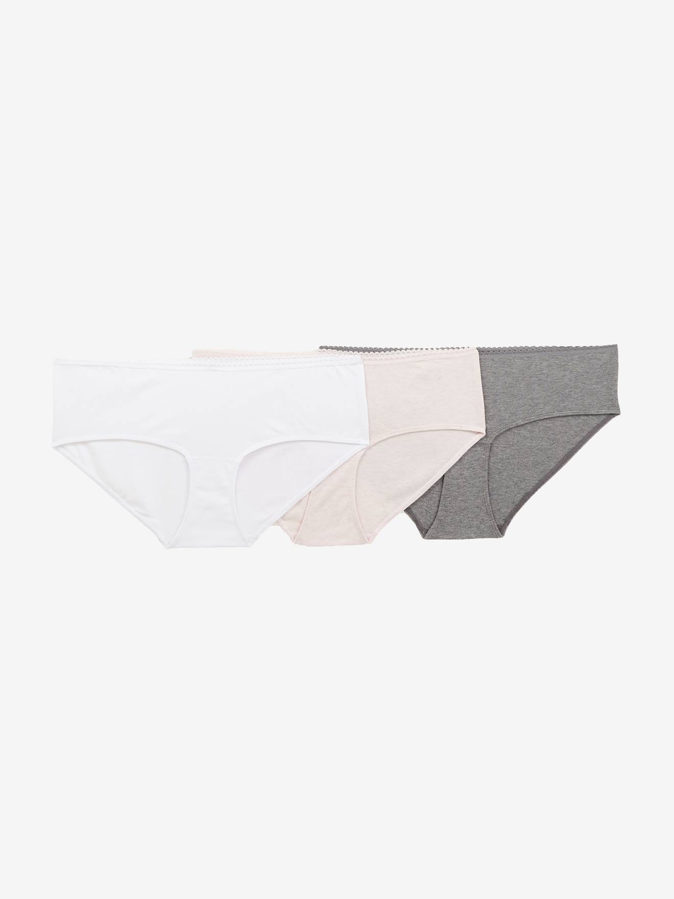 Vertbaudet Set Met 3 Katoenen Zwangerschapsshorties Set Grijs, Wit, Roze