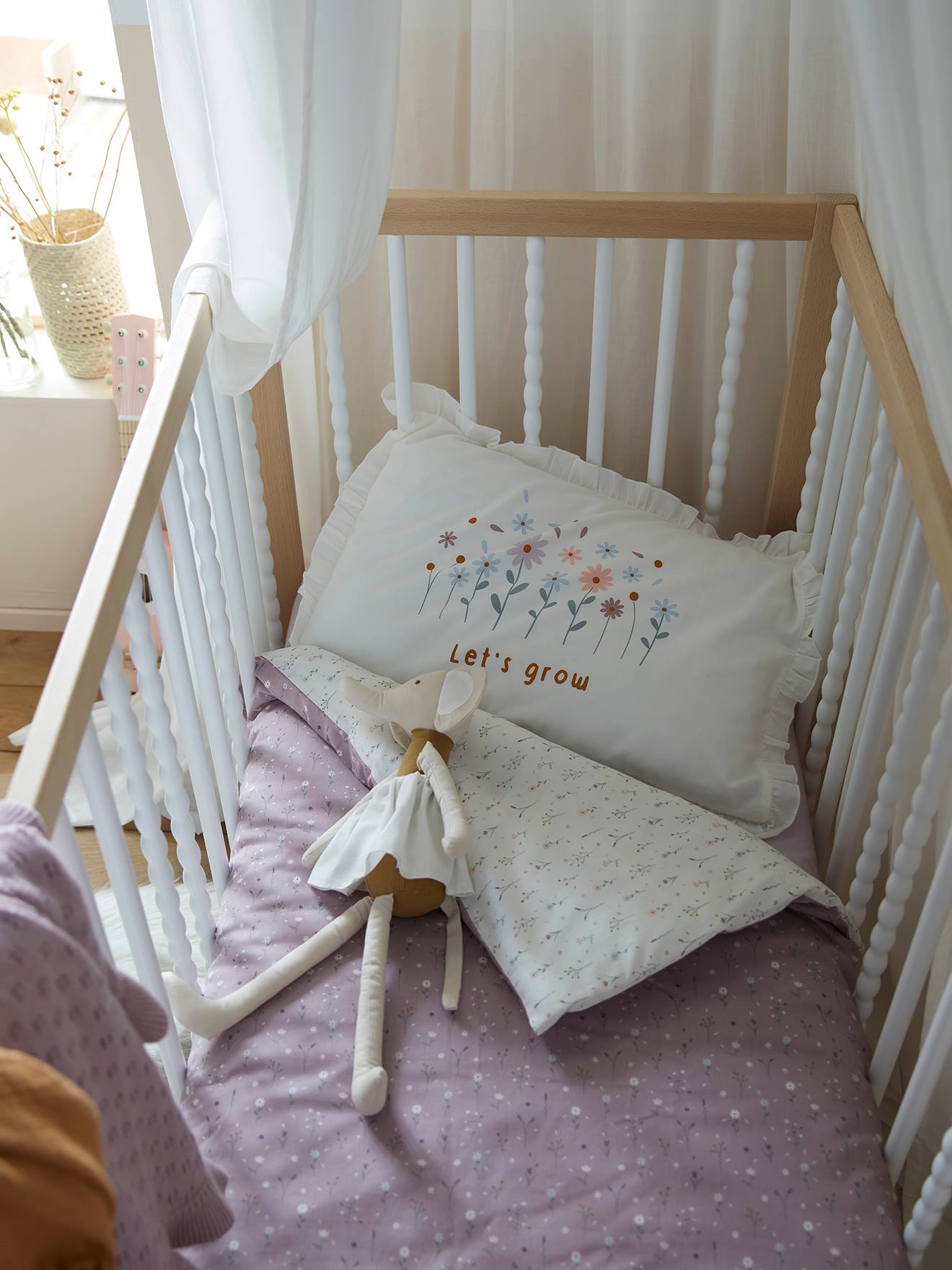 Vertbaudet Douce Provence Oeko-Tex® Omkeerbaar Dekbedovertrek Voor Baby's Ecru / Parma