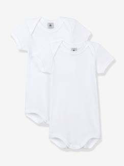 Bébé-Body-Lot de 2 bodies ouverture US manches courtes bébé en coton bio - blanc