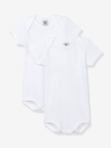 Bébé-Lot de 2 bodies ouverture US manches courtes bébé en coton bio - blanc