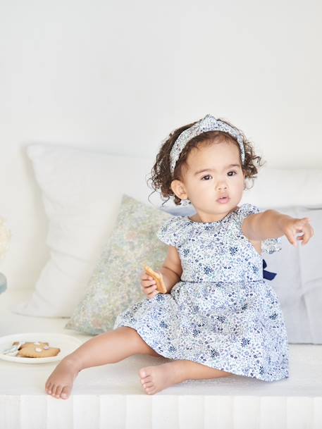Robe fleurie bébé de cérémonie blanc imprimé - vertbaudet enfant 
