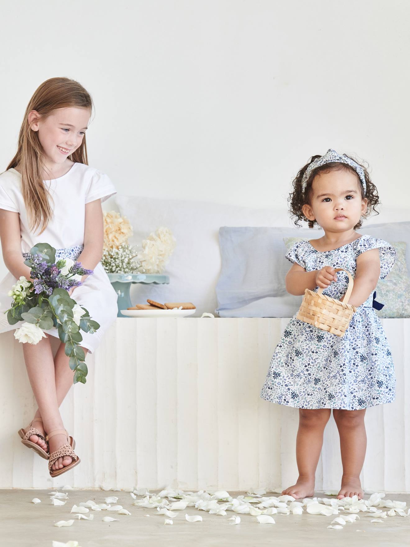 Vertbaudet Feestelijke Babyjurk Met Bloemen Wit Met Print