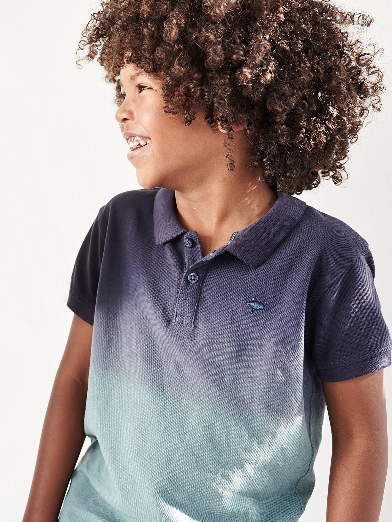 Vertbaudet Jongenspolo Dip & Dye Donkerblauw Indigo