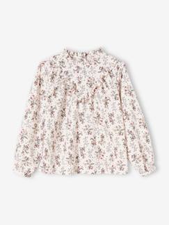 Meisje-Hemd, blouse, tuniek-Blouse met hoge kraag met bloemenprint meisjes