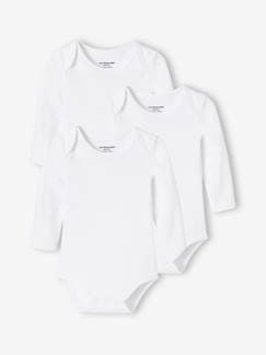 -Lot de 3 bodies bébé en coton bio manches longues ouverture US BASICS