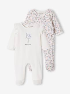 Baby-Pyjama,  overpyjama-Set van 2 fluwelen slaappakjes voor meisjes