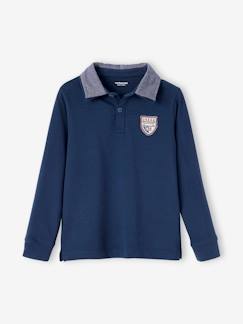 Garçon-T-shirt, polo, sous-pull-Polo garçon avec badge et col en chambray