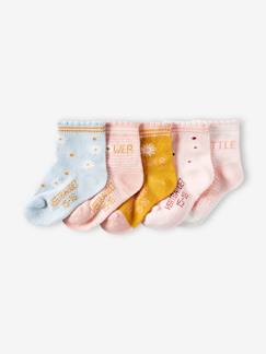 Chaussettes bébé fille en coton rose poudre avec volant en voile > Babystock