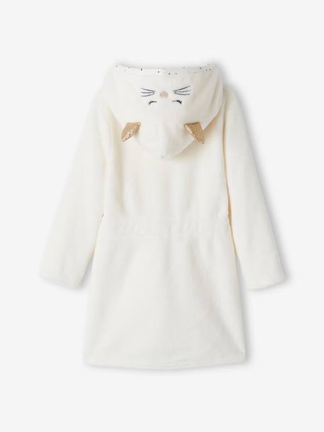 Robe de chambre fille maille peluche chat personnalisable ivoire - vertbaudet enfant 