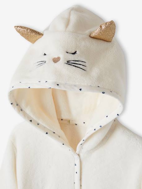 Robe de chambre fille maille peluche chat personnalisable ivoire - vertbaudet enfant 
