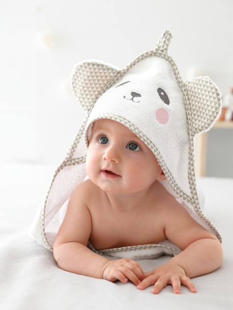 Cape De Bain Bebe A Capuche Brodee Animaux Oeko Tex Blanc Linge De Maison Et Decoration