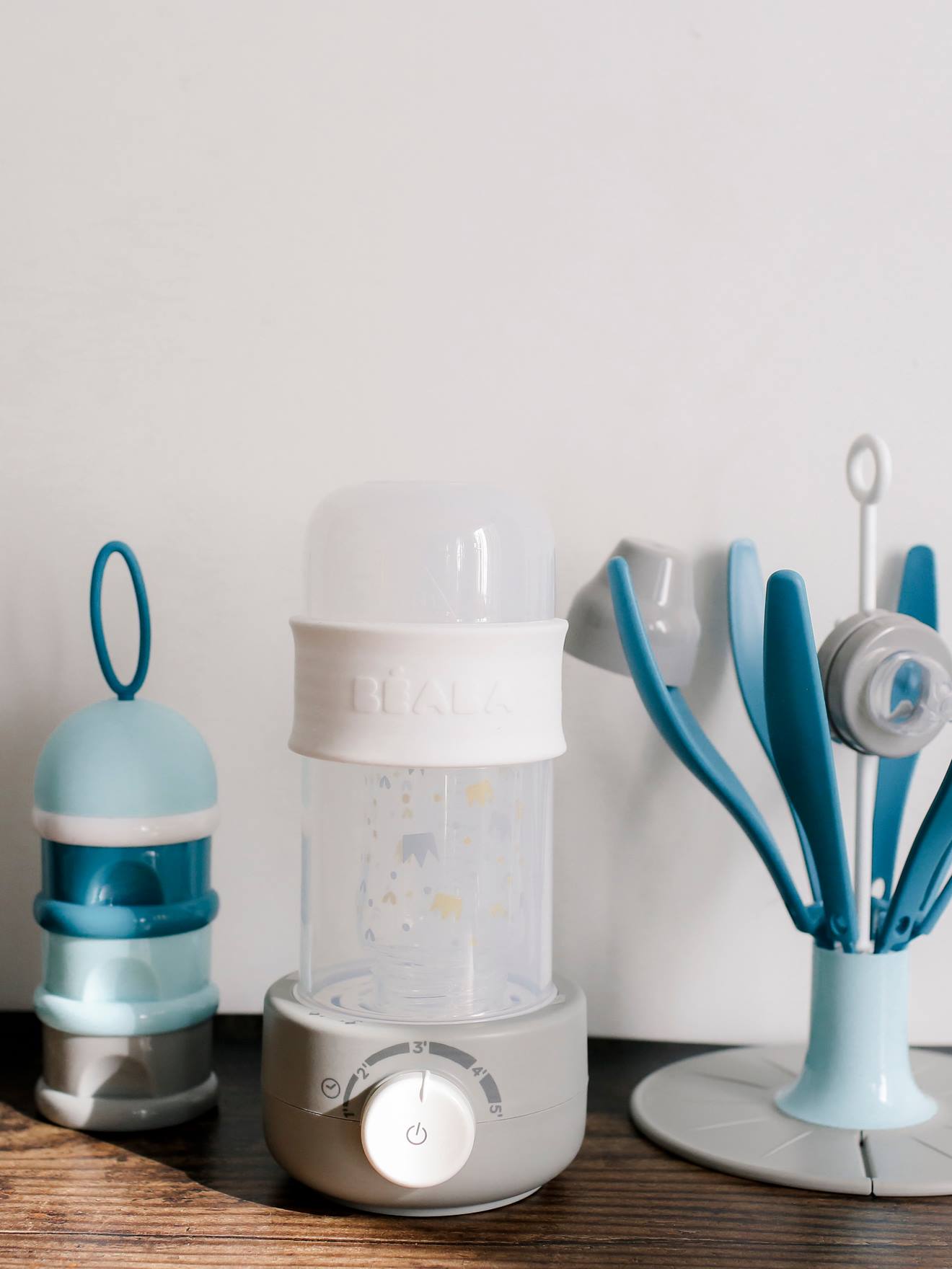 Flessenwarmer en Baby Milk van grijs/wit, Verzorging