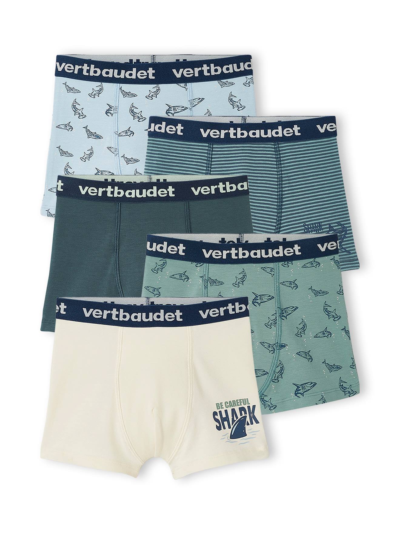Vertbaudet Set Met 5 Stretch Boxers "haaien" Voor Jongens Set Blauw