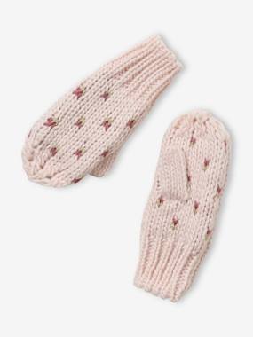Ensemble Bonnet + Snood + Moufles/Mitaines Vertbaudet Fille | Rayures & Cœurs | Taille 2/3 Ans (2/3A)