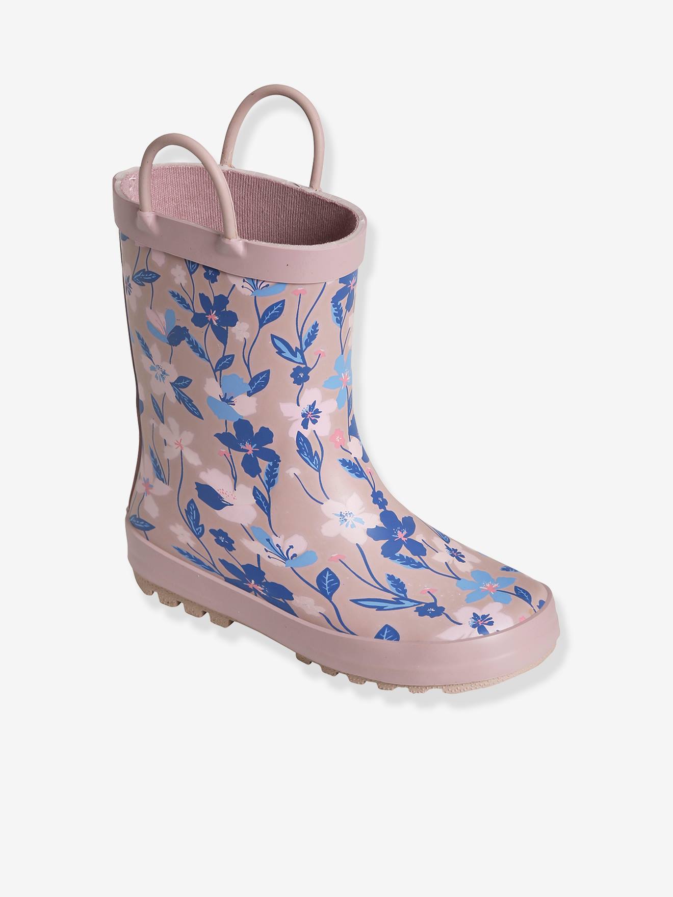Kwadrant Moeras Bewusteloos Meisjes regenlaarzen met print kleutercollectie - roze met bloemen, Schoenen
