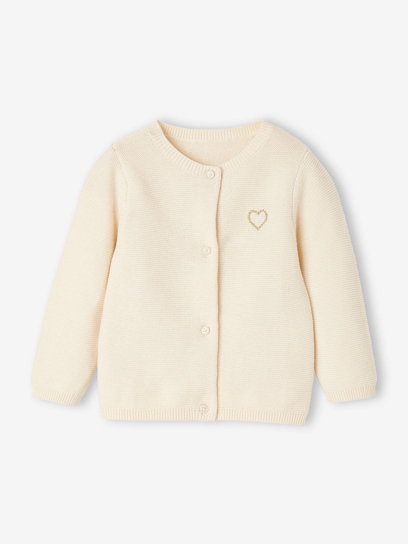 Vertbaudet Geborduurd Babyvestje Met Gouden Hartjes Ivoor