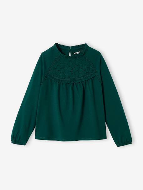 Fille-Tee-shirt blouse détail en broderie anglaise fille