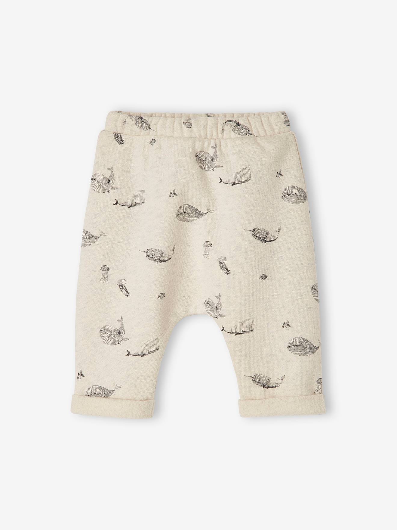 Vertbaudet Molton Babybroek Beige Gevlekte Aop Walvis