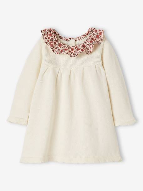 Bébé-Robe en tricot bébé col en tissu fleuri