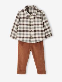 Baby-Babyset met flanellen overhemd + fluwelen broek