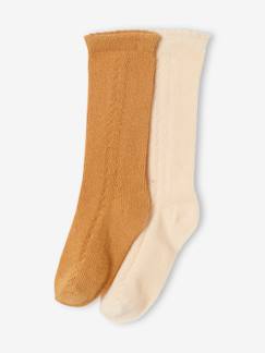 Baby-Sokken, kousen-Set van 2 paar hoge sokken met ajour voor babymeisje