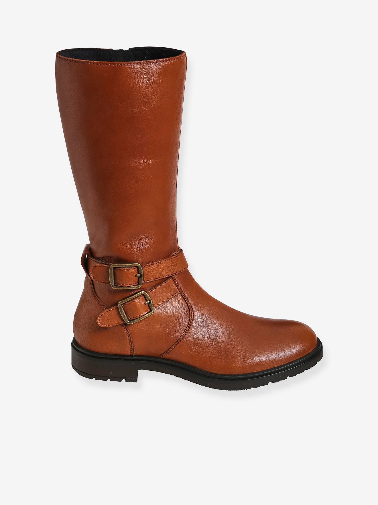 Leren meisjeslaarzen - camel, Schoenen