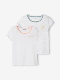 Meisje-Ondergoed-T-shirt-Set van 2 meisjesshirts met korte mouwen en stroken
