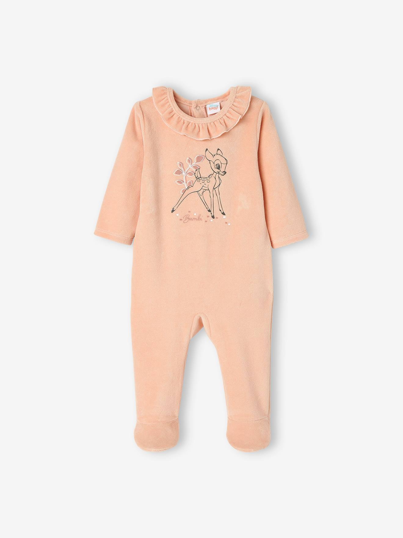 Dors-bien bébé fille Disney® Bambi en velours - rose clair uni avec decor,  Bébé