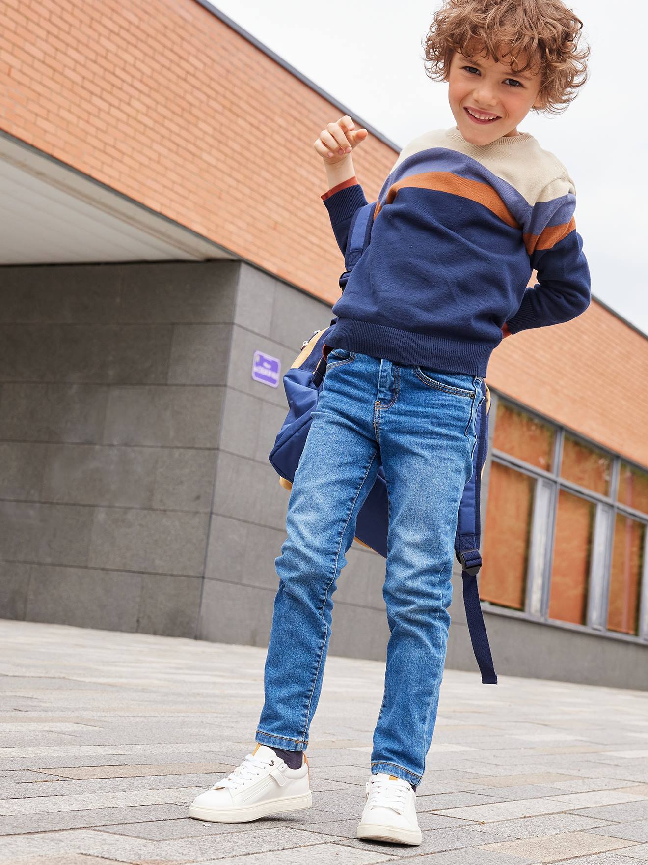 Vertbaudet Slim Fit Jongensjeans Morphologik "waterless" Heupomtrek Medium Stone