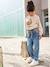 Jean style paperbag et sa ceinture fleurie fille denim brut+denim gris+noir+stone - vertbaudet enfant 