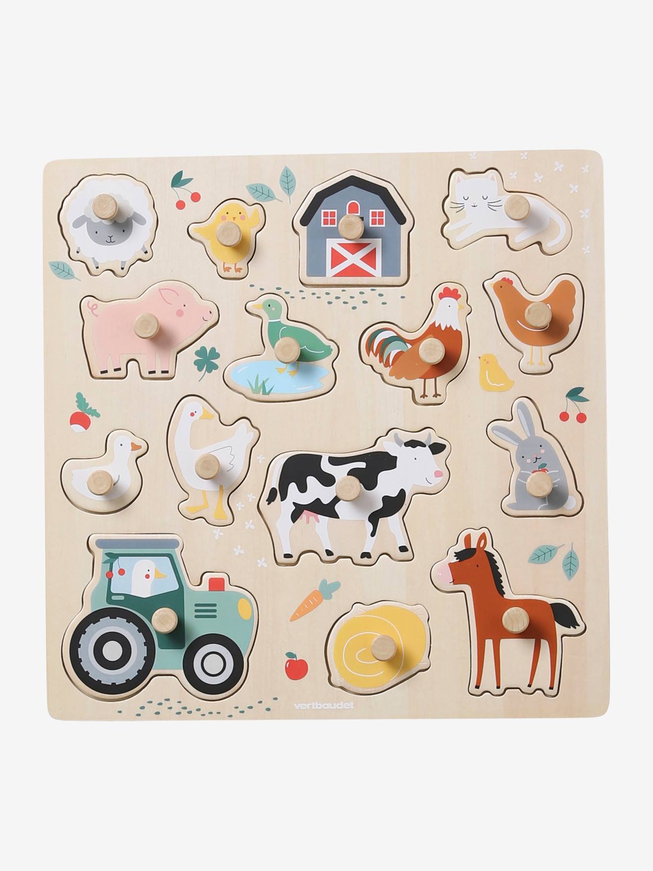 Vertbaudet Puzzel Met Knoppen Lovely Farm Van Fsc¨-hout Beige