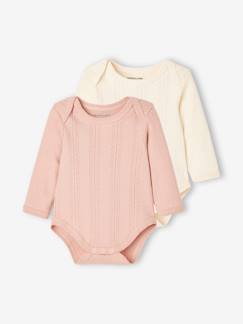 Lot de 2 bodies manches longues bébé en maille pointelle  - vertbaudet enfant