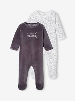 Baby-Pyjama,  overpyjama-Set van 2 fluwelen babyrompertjes "schaapjes"