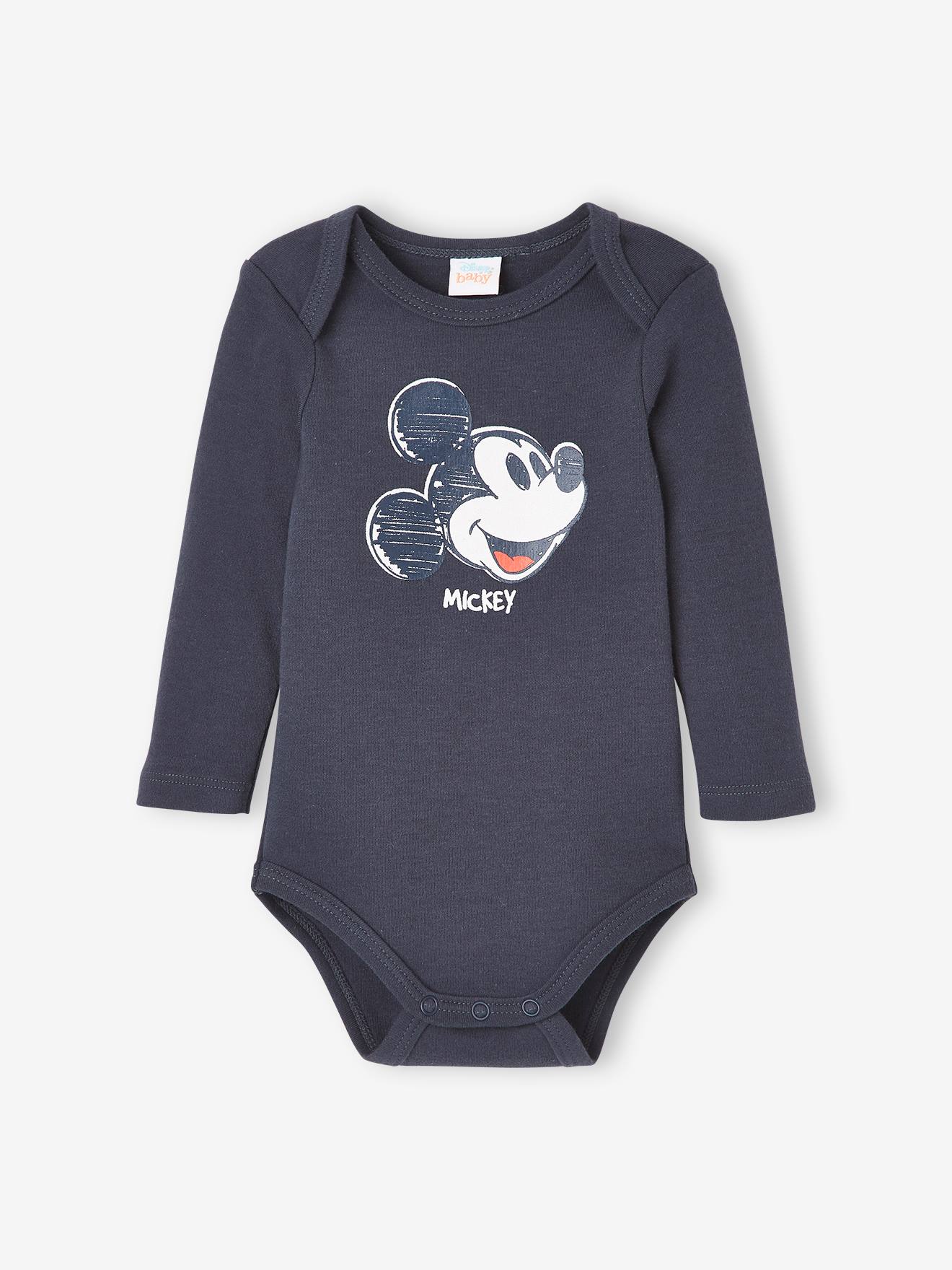 Lot de 2 bodies bébé garçon Disney® Mickey - gris fonce uni avec decor
